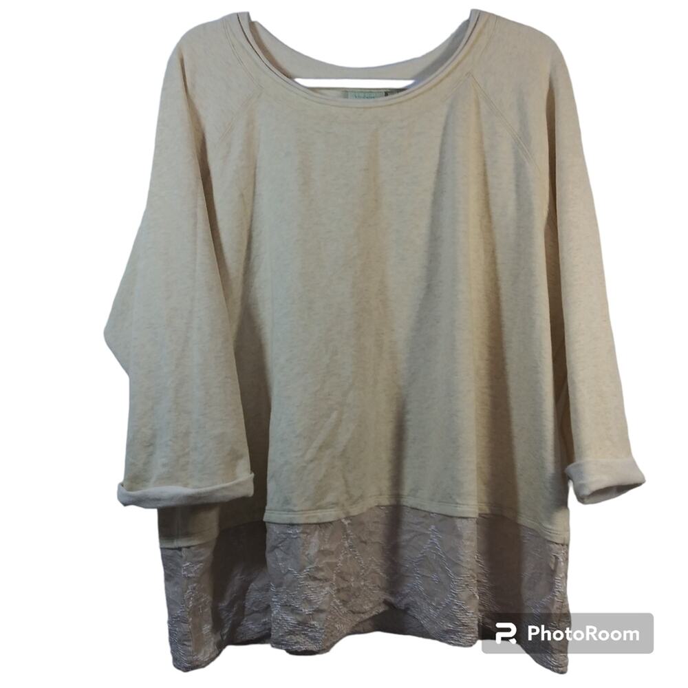 Logo Lounge Layered Embroidered Hem Casual Sweatshirt Top Size 2X